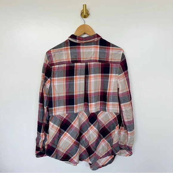 Holding Horses Anthropologie • Plaid Flannel Peplum Blouse - Picture 5 of 8